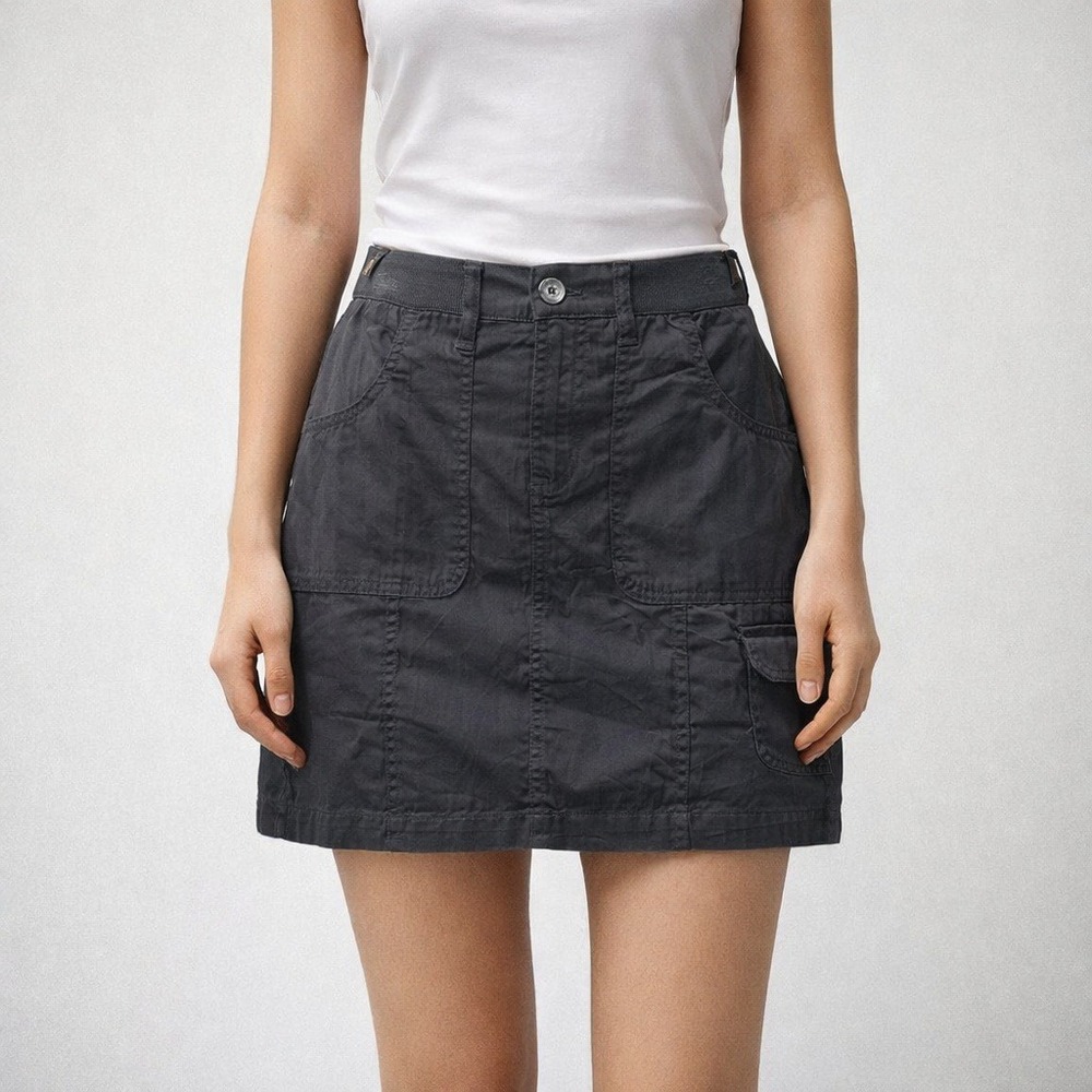 Briara Cargo Skirt Womens  Size 4 Black Cotton‎ Stretch Goth Casual Chic Outdoor